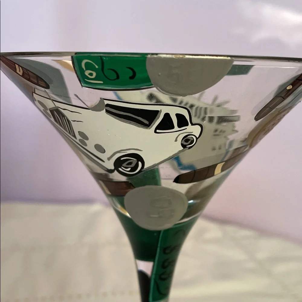 Artistic Martini Glass with Blue and Gold Accents Lolita brand new in box